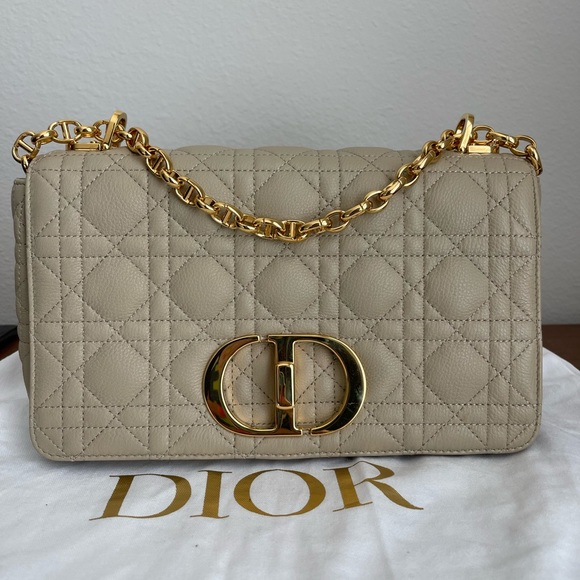 Dior Handbags - Christian Dior caro Bag Medium beige supple full set